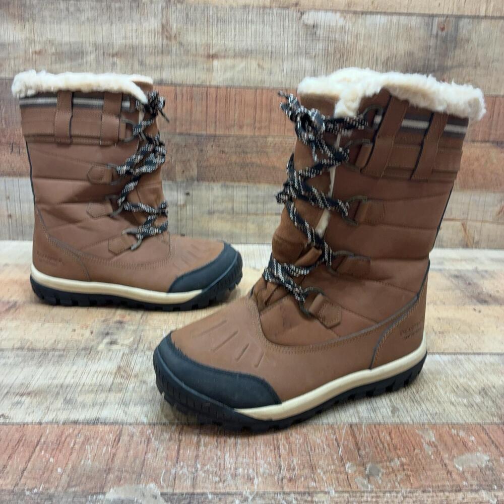 Bearpaw Snow Boots Womens Size 10 41 Brown Faux Fur Mid Calf Waterproof 1706W